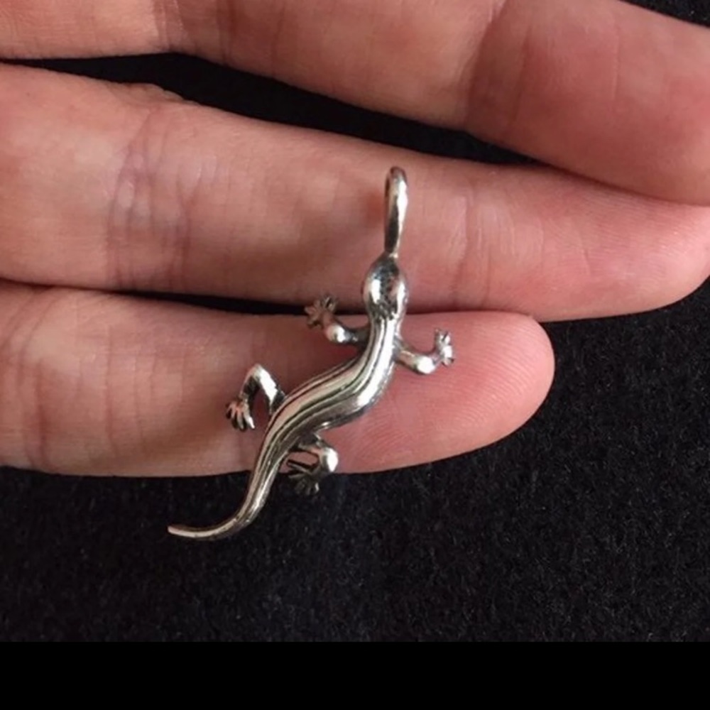 Silver lizard charm